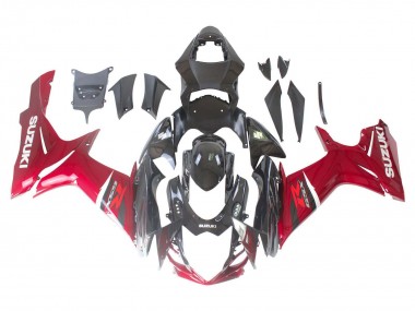 Billigste Suzuki GSXR 600 / GSXR 750 Motorrad Verkleidung 2011-2024 - Rot Glanzendes Schwarz