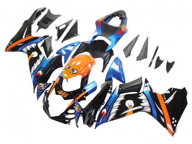 Billigste Suzuki GSXR 600 / GSXR 750 Motorrad Verkleidung 2011-2024 - Hellblau Orange Schwarz Weiss Hai 46