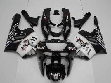 Billigste Kawasaki ZX9R Motorrad Verkleidung 1994-1997 - Glanzendes Schwarz Weiss West