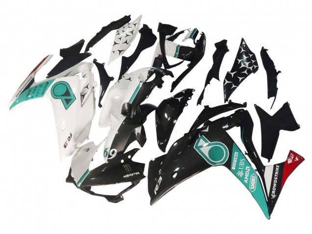 Billigste Yamaha YZF R3/R25 Motorrad Verkleidung 2015-2018 - Weiss Grun Glanzendes Schwarz