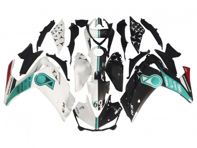Billigste Yamaha YZF R3/R25 Motorrad Verkleidung 2015-2018 - Weiss Grun Glanzendes Schwarz