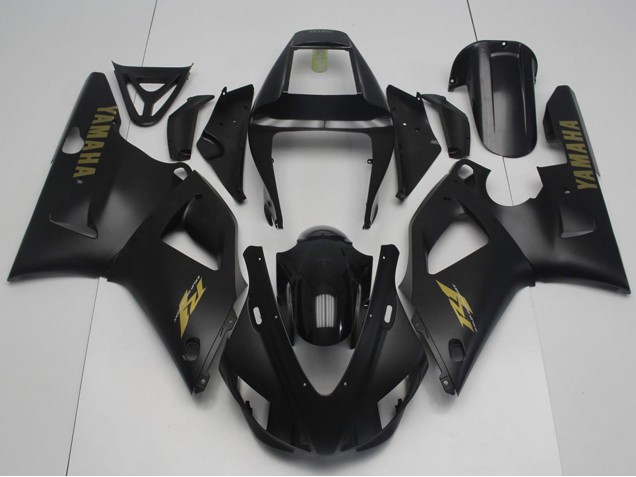 Billigste Yamaha YZF R1 Motorrad Verkleidung 1998-1999 - Glanzendes Schwarz Matt Schwarz Gold