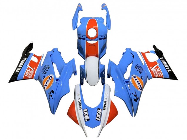 Billigste Yamaha YZF R3/R25 Motorrad Verkleidung 2019-2021 - Blau Weiss Orange Schwarz Gulf