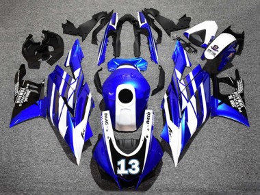 Billigste Yamaha YZF R3/R25 Motorrad Verkleidung 2019-2021 - Blau Weiss Schwarz Yamalube Petronas 13