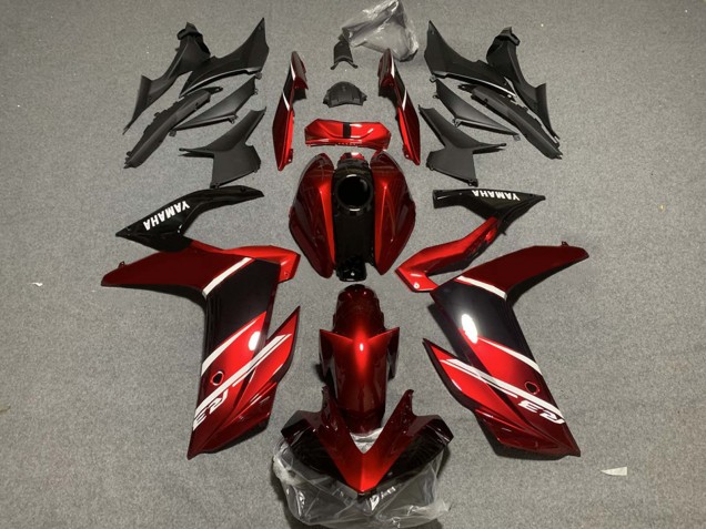 Billigste Yamaha YZF R3/R25 Motorrad Verkleidung 2019-2021 - Rot Weiss Glanzendes Schwarz
