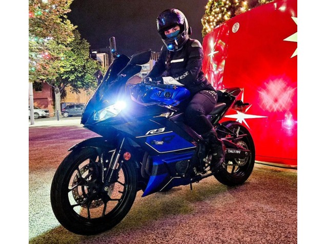 Billigste Yamaha YZF R3/R25 Motorrad Verkleidung 2022-2024 - Blau Glanzendes Schwarz