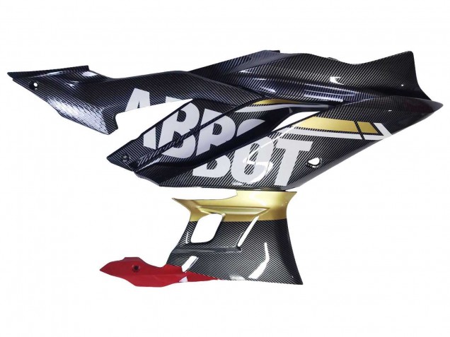 Billigste Yamaha YZF R3/R25 Motorrad Verkleidung 2022-2024 - Schwarzer Carbonfaser Stil Goldrot ABBOT