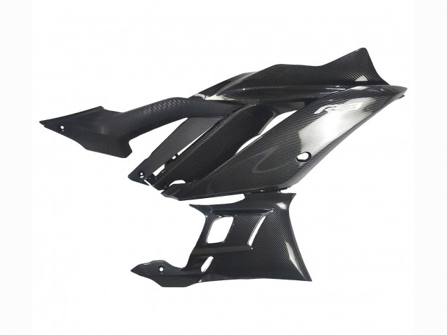 Billigste Yamaha YZF R3/R25 Motorrad Verkleidung 2022-2024 - Schwarzer Carbonfaser Stil Silberblau