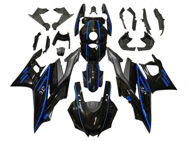 Billigste Yamaha YZF R3/R25 Motorrad Verkleidung 2022-2024 - Glanzendes Schwarz Blau