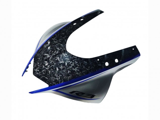 Billigste Yamaha YZF R3/R25 Motorrad Verkleidung 2022-2024 - Marble Schwarz Silber Blau Geschmiedet Carbonfaser Stil