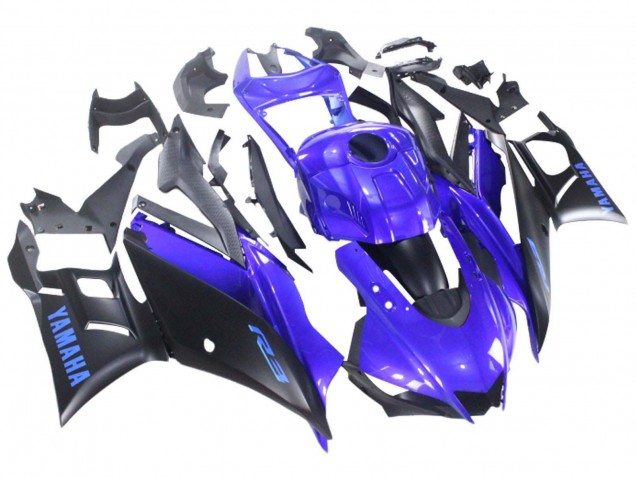 Billigste Yamaha YZF R3/R25 Motorrad Verkleidung 2022-2024 - Blau Matt Schwarz
