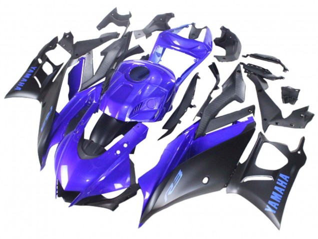 Billigste Yamaha YZF R3/R25 Motorrad Verkleidung 2022-2024 - Blau Matt Schwarz