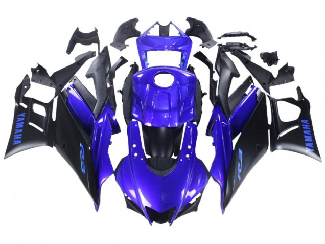 Billigste Yamaha YZF R3/R25 Motorrad Verkleidung 2022-2024 - Blau Matt Schwarz