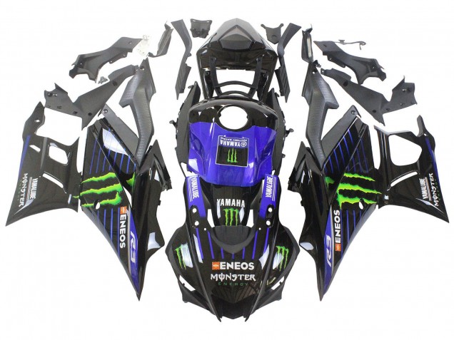 Billigste Yamaha YZF R3/R25 Motorrad Verkleidung 2022-2024 - Blau Grun Schwarz Monster Yamalube ENEOS