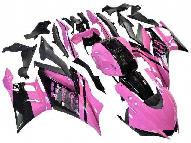 Billigste Yamaha YZF R3/R25 Motorrad Verkleidung 2022-2024 - Rosa Glanzendes Schwarz Monster