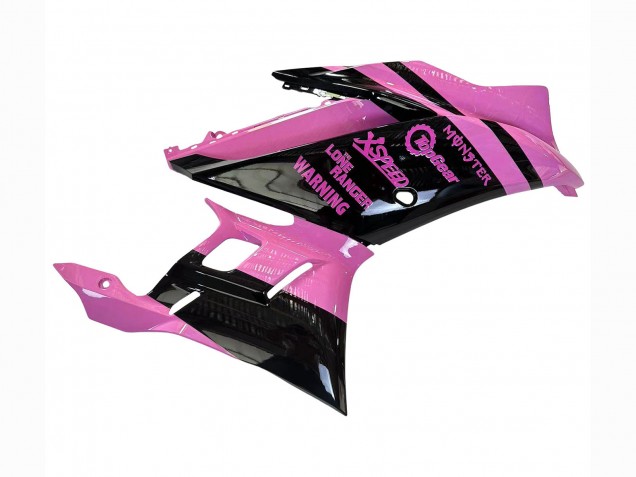 Billigste Yamaha YZF R3/R25 Motorrad Verkleidung 2022-2024 - Rosa Glanzendes Schwarz Monster