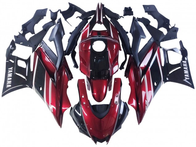 Billigste Yamaha YZF R3/R25 Motorrad Verkleidung 2022-2024 - Rot Weiss Glanzendes Schwarz