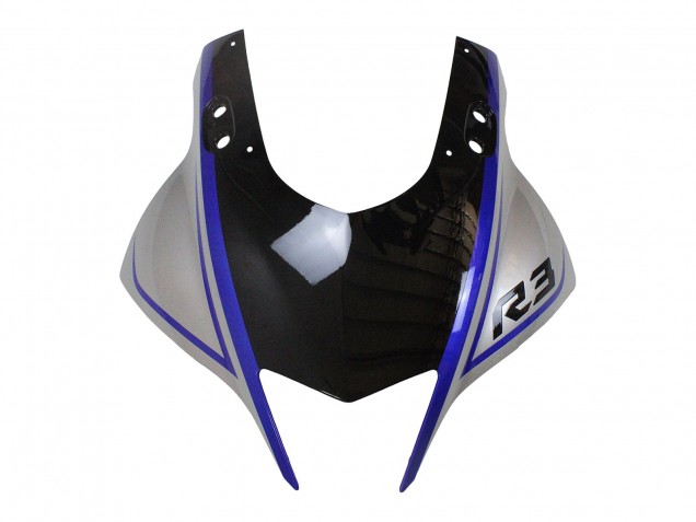 Billigste Yamaha YZF R3/R25 Motorrad Verkleidung 2022-2024 - Silber Blau Glanzendes Schwarz