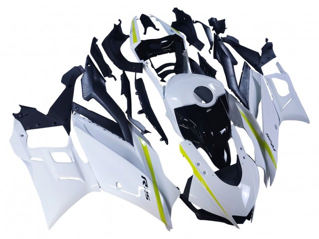 Billigste Yamaha YZF R3/R25 Motorrad Verkleidung 2022-2024 - Weiss Gelb Schwarz