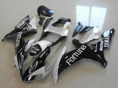 Billigste Yamaha YZF R1 Motorrad Verkleidung 2002-2003 - Weiss Glanzendes Schwarz Fortuna Motul