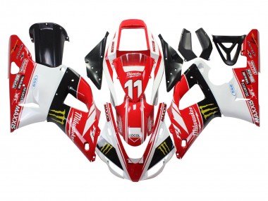 Billigste Yamaha YZF 1000 R1 Motorrad Verkleidung 1998-1999 - Rot Weiss Schwarz Gelb Monster Milwaukee MAXXIS 11
