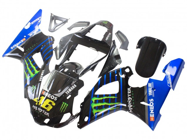 Billigste Yamaha YZF 1000 R1 Motorrad Verkleidung 2000-2001 - Blau Schwarz Grun Monster Yamalube ENEOS 46