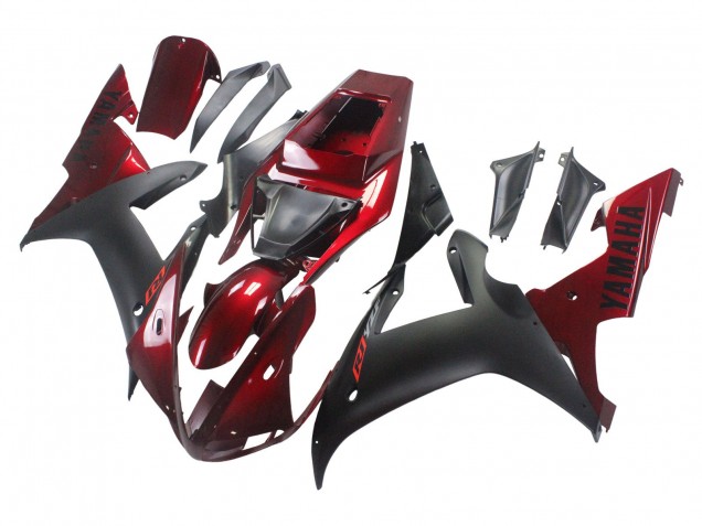 Billigste Yamaha YZF 1000 R1 Motorrad Verkleidung Kit 2002-2003 - Rot Matt Schwarz