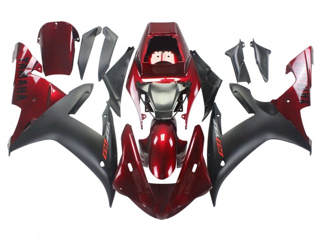 Billigste Yamaha YZF 1000 R1 Motorrad Verkleidung Kit 2002-2003 - Rot Matt Schwarz