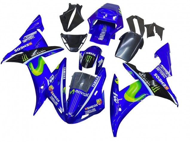 Billigste Yamaha YZF 1000 R1 Motorrad Verkleidung 2002-2003 - Blau Schwarz Grun MoviStar ENEOS Monster