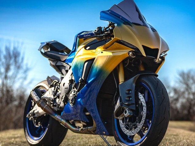 Billigste Yamaha YZF 1000 R1 Motorrad Verkleidung 2020-2025 - Blau Gold