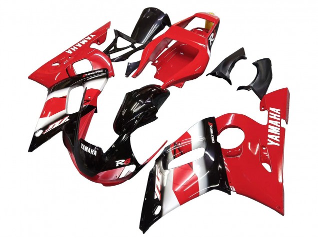 Billigste Yamaha YZF 600 R6 Motorrad Verkleidung 1998-2002 - Rot Weiss Glanzendes Schwarz