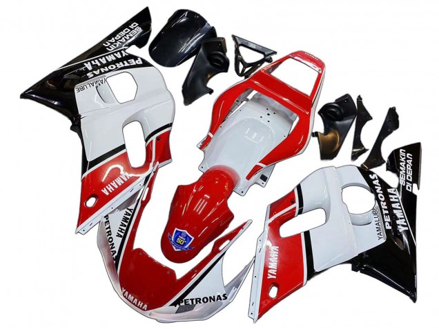 Billigste Yamaha YZF 600 R6 Motorrad Verkleidung 1998-2002 - Weiss Rot Schwarz Petronas Yamalube 50th