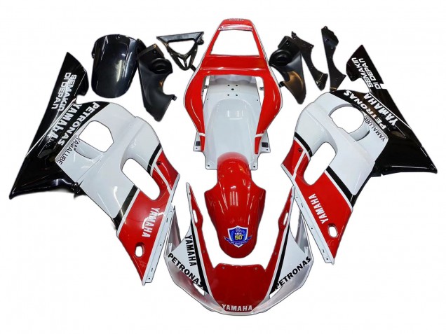Billigste Yamaha YZF 600 R6 Motorrad Verkleidung 1998-2002 - Weiss Rot Schwarz Petronas Yamalube 50th