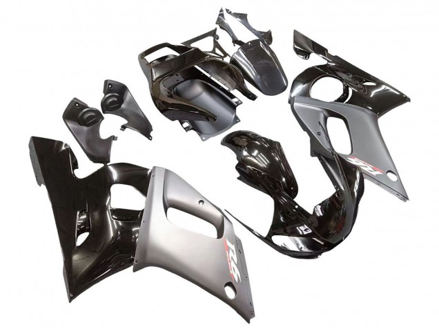 Billigste Yamaha YZF 600 R6 Motorrad Verkleidung 1998-2002 - Silber Glanzendes Schwarz