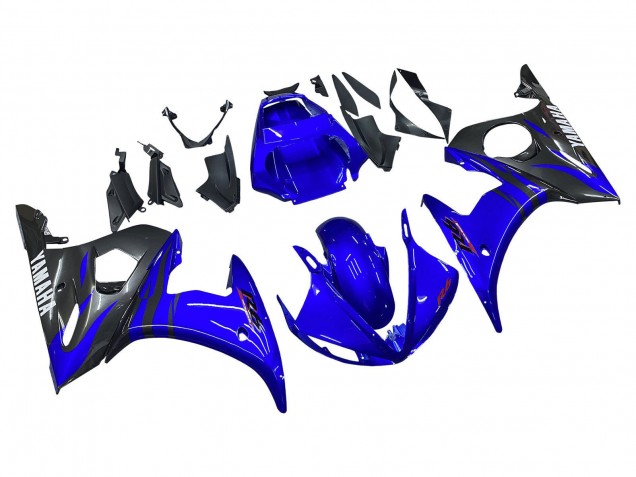 Billigste Yamaha YZF R6 Motorrad Verkleidung 2003-2004 - Blau Glanzendes Schwarz