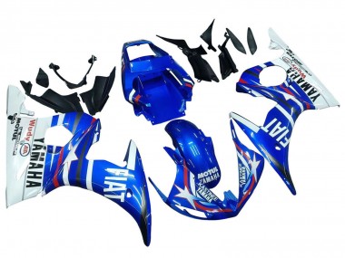 Billigste Yamaha YZF R6 Motorrad Verkleidung 2003-2004 - Weiss Blau Fiat Motul Kastinee