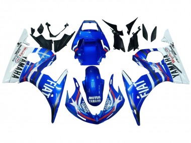 Billigste Yamaha YZF R6 Motorrad Verkleidung 2003-2004 - Weiss Blau Fiat Motul Kastinee