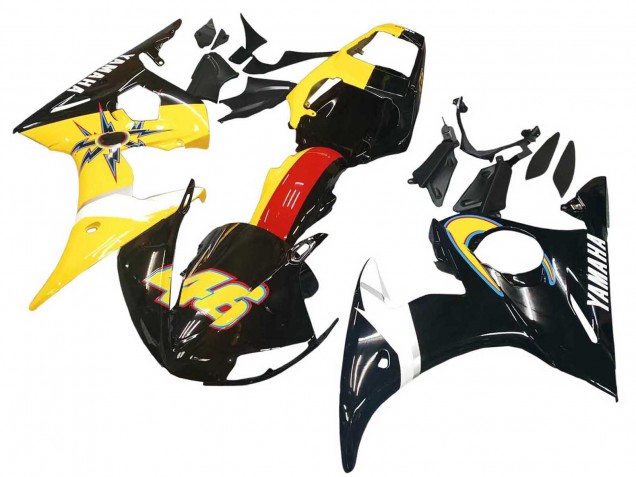 Billigste Yamaha YZF R6S Motorrad Verkleidung 2006-2009 - Gelb Rot Glanzendes Schwarz 46