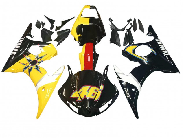 Billigste Yamaha YZF R6S Motorrad Verkleidung 2006-2009 - Gelb Rot Glanzendes Schwarz 46