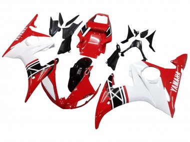 Billigste Yamaha YZF R6 Motorrad Verkleidung 2003-2004 - Weiss Rot Glanzendes Schwarz