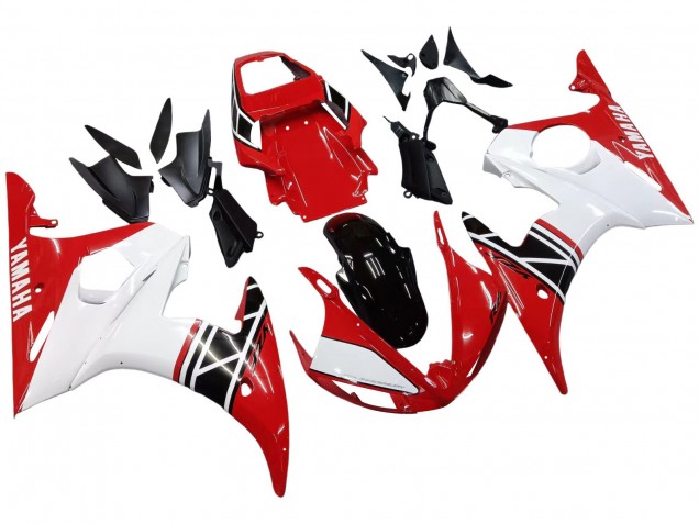 Billigste Yamaha YZF R6S Motorrad Verkleidung 2006-2009 - Weiss Rot Glanzendes Schwarz