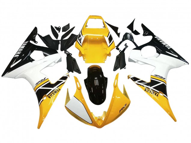 Billigste Yamaha YZF R6S Motorrad Verkleidung 2006-2009 - Gelb Weiss Glanzendes Schwarz