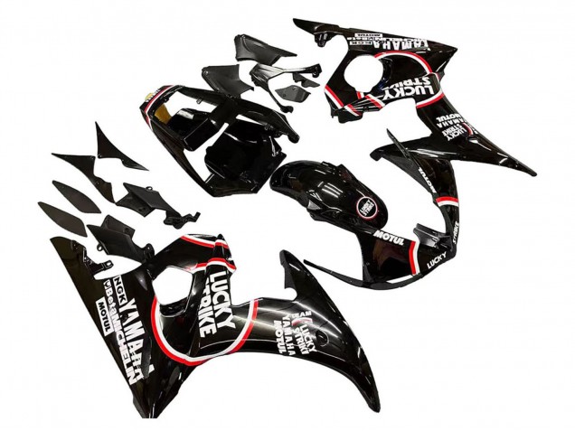 Billigste Yamaha YZF R6 Motorrad Verkleidung 2003-2004 - Glanzendes Schwarz Rot Weiss Lucky Strike Motul