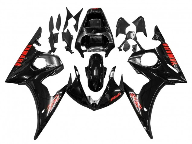 Billigste Yamaha YZF R6S Motorrad Verkleidung 2006-2009 - Glanzendes Schwarz Rot