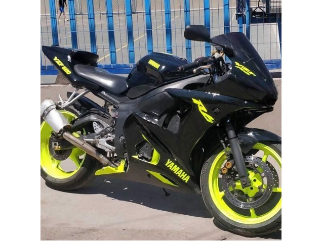 Billigste Yamaha YZF R6S Motorrad Verkleidung 2006-2009 - Glanzendes Schwarz Neon Gelb