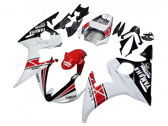 Billigste Yamaha YZF R6S Motorrad Verkleidung 2006-2009 - Weiss Rot Glanzendes Schwarz Motul