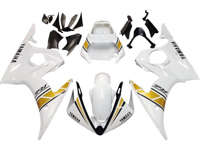 Billigste Yamaha YZF R6S Motorrad Verkleidung 2006-2009 - Weiss Gold