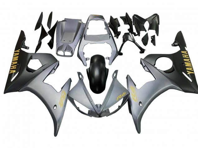 Billigste Yamaha YZF 600 R6 Motorrad Verkleidung 2005 - Grau Matt Schwarz Gold