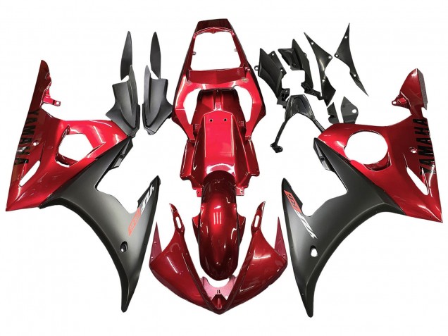 Billigste Yamaha YZF 600 R6 Motorrad Verkleidung 2005 - Rot Matt Schwarz