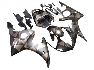 Billigste Yamaha YZF 600 R6 Motorrad Verkleidung 2005 - Matt Schwarz Grau Geometric